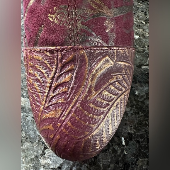 L'Artiste Spring Step Size 38 7.5 US Lidia Brown Gold Embossed Heels Ankle Boots - Picture 10 of 16